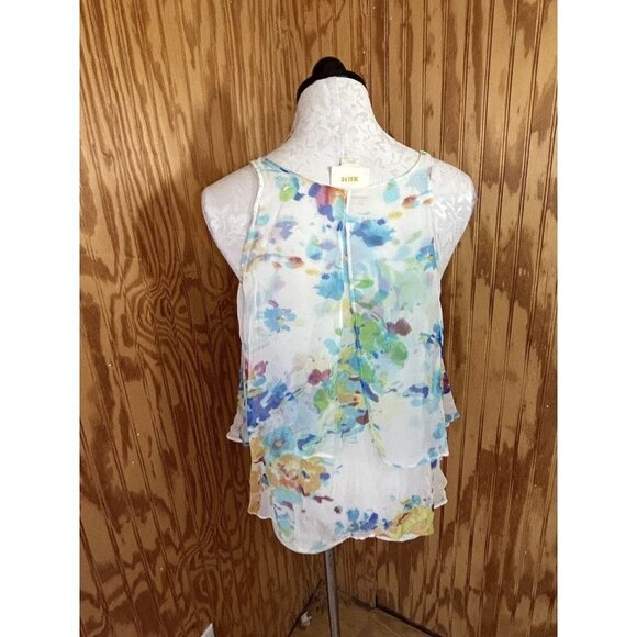 Anthropologie Maeve Silk Chiffon Cold Shoulder Watercolor Top Size Small - Picture 7 of 10